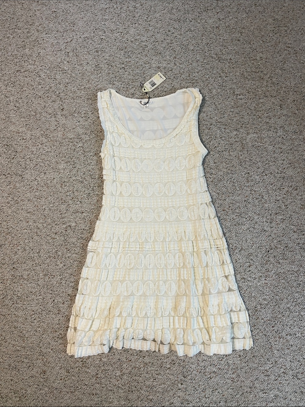 Sophie Max Ivory Textured Lace Mini Dress